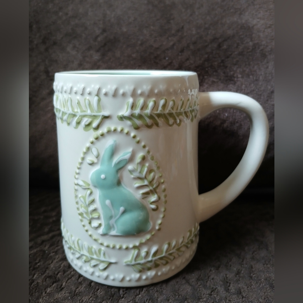 Potter's Studio Teal Bunny Tea Mug Cup Easter Rabbit